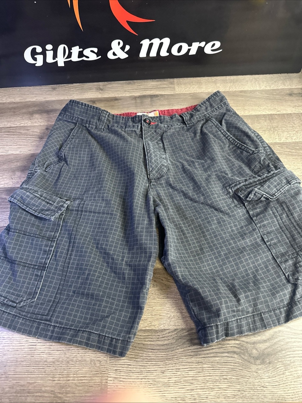 OP Men's Navy Grid Cargo Shorts